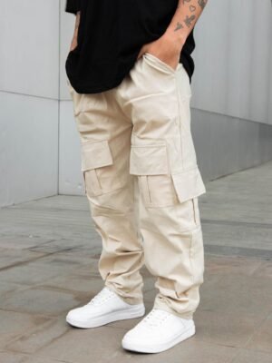 Jogger Cargo Hueso Oversize Hombre