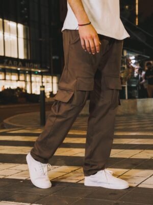 Jogger Cargo Marrón Oversize Hombre