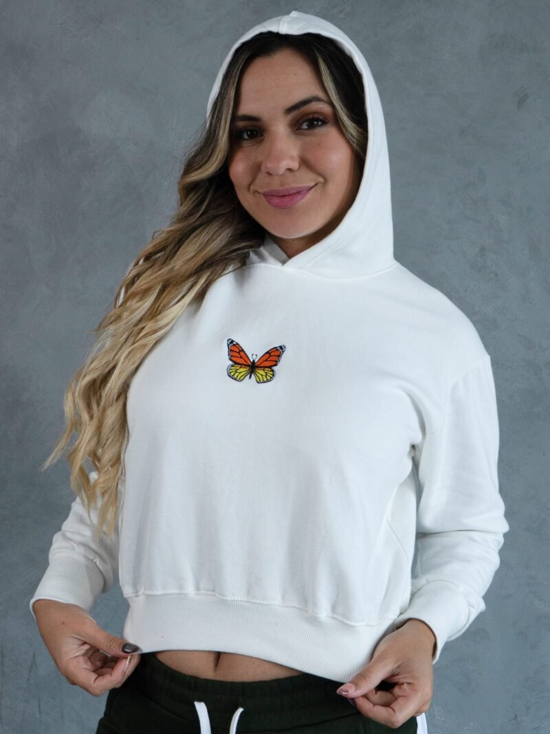 Polera Mariposa Blanco Crop | Mujer - Imagen 3
