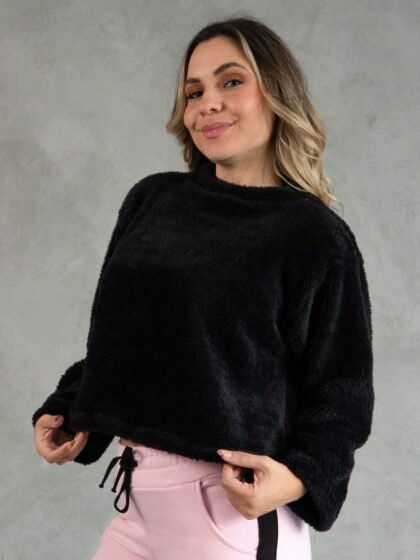 Polera Negro Peluche | Mujer