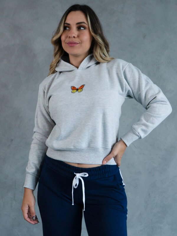 Polera Mariposa Melange Crop para Mujer
