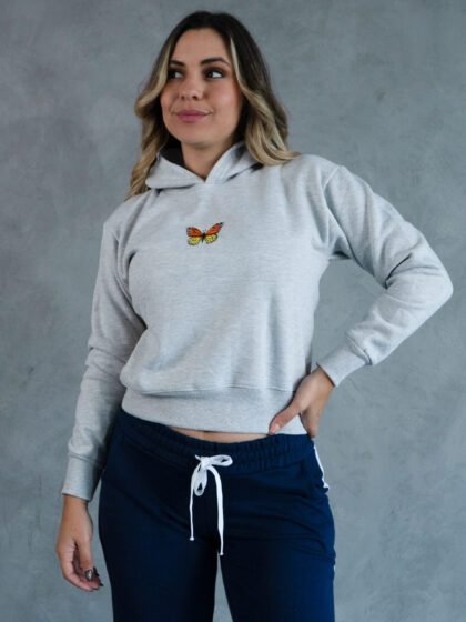 Polera Mariposa Melange Crop | Mujer