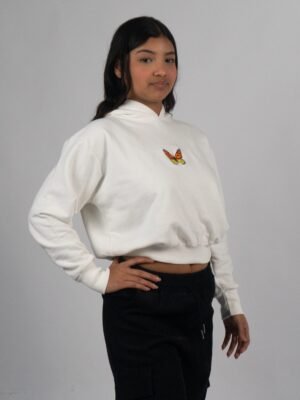 Polera Mariposa Blanco Crop | Mujer