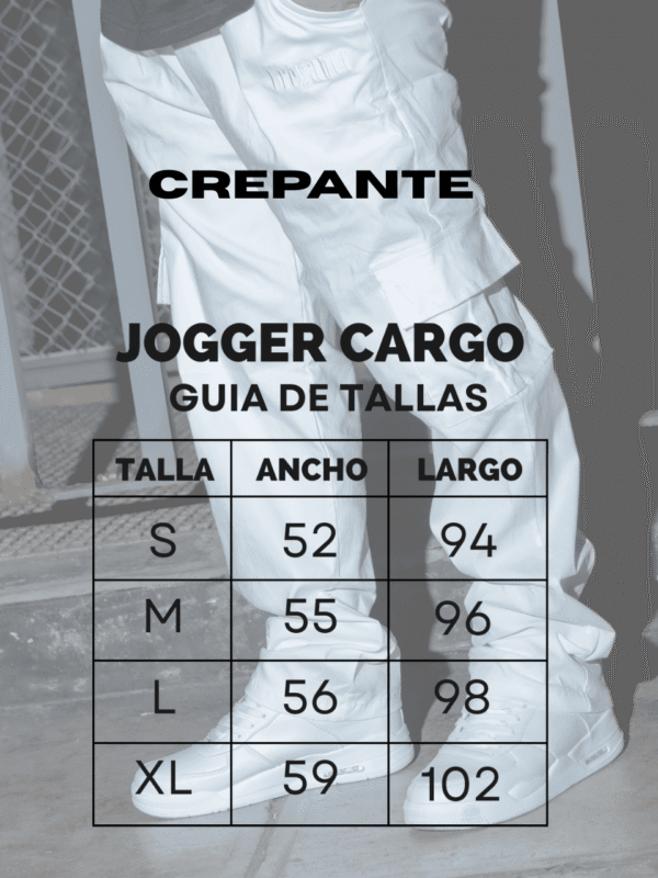 Guia de tallas de jogger drip cargo