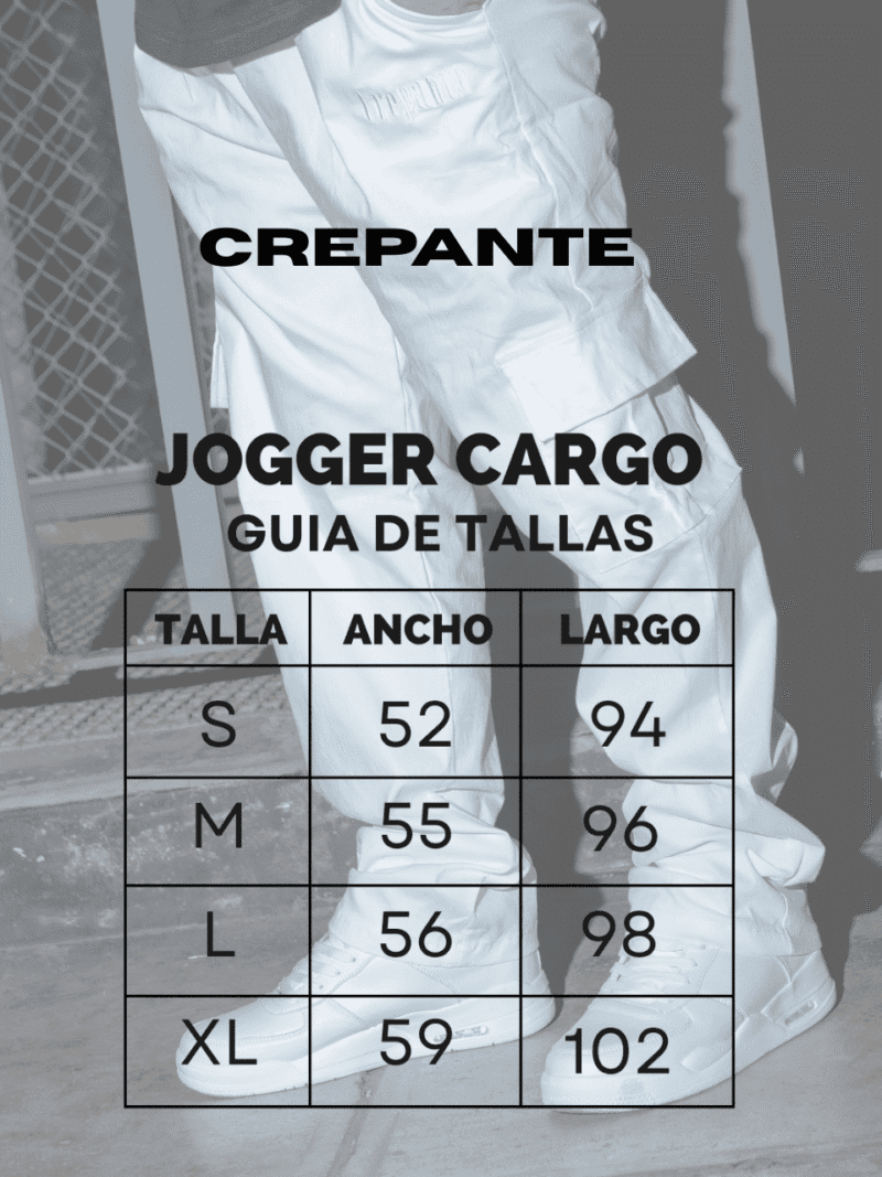 Guia de tallas de jogger drip cargo