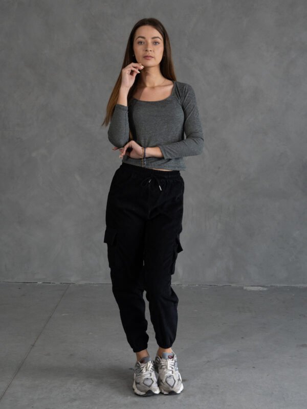 Jogger Negro Corduroy | Mujer