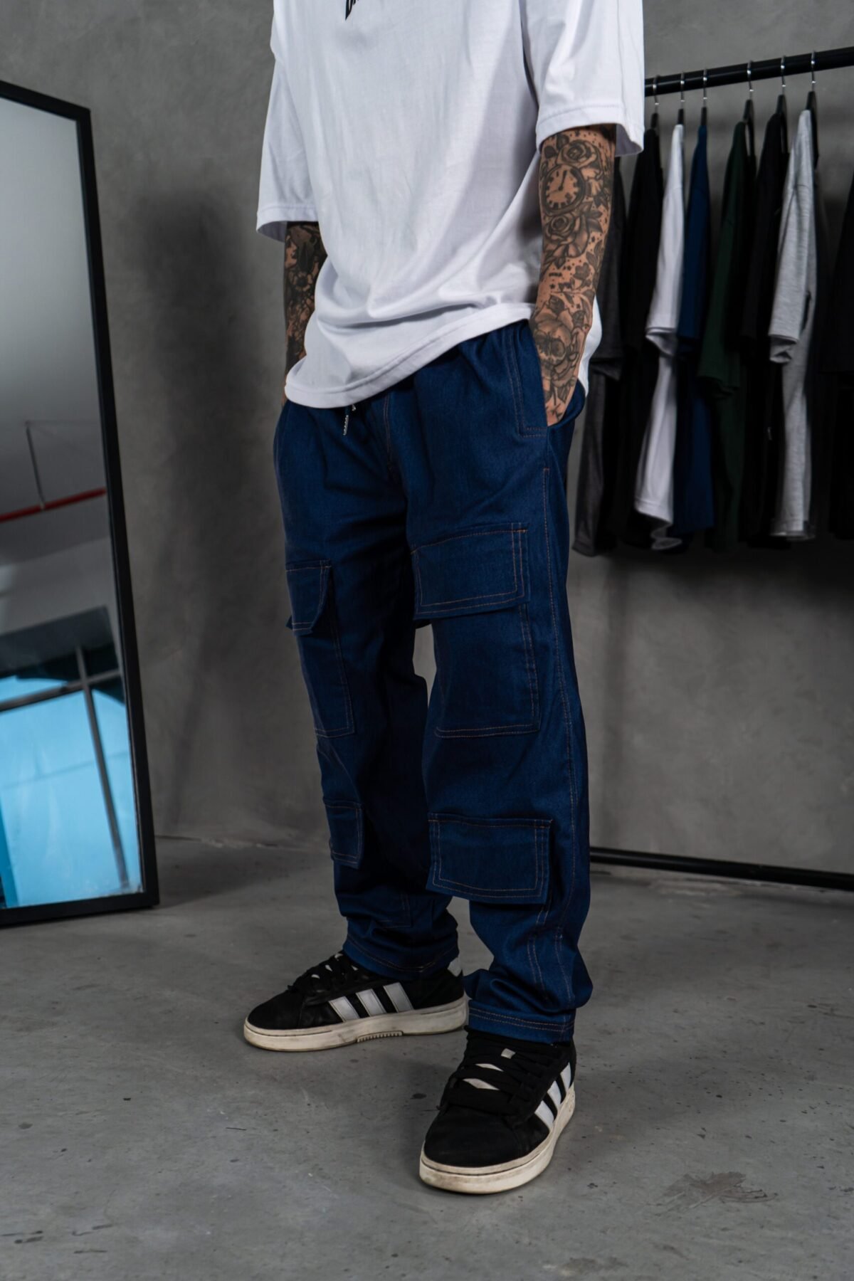 Jogger Azul Drip Cargo Hombre