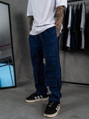 Jogger Azul Drip Cargo Hombre
