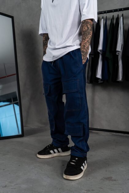 Jogger Azul Drip Cargo Hombre