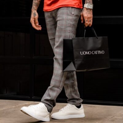 Pantalón Plomo a Cuadro Rafinato para Hombre