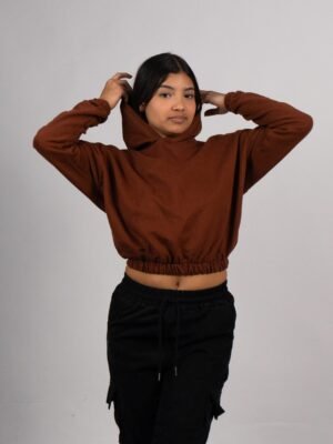 Polera Marrón Mini Crop para Mujer