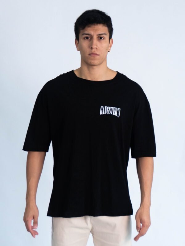polo negro gangster para hombre