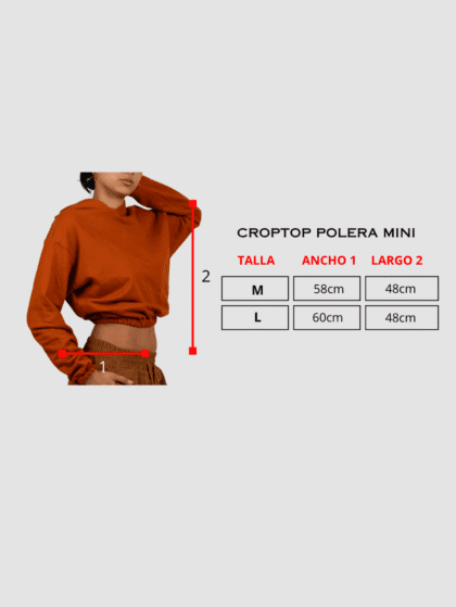 Guia de tallas polera croptop