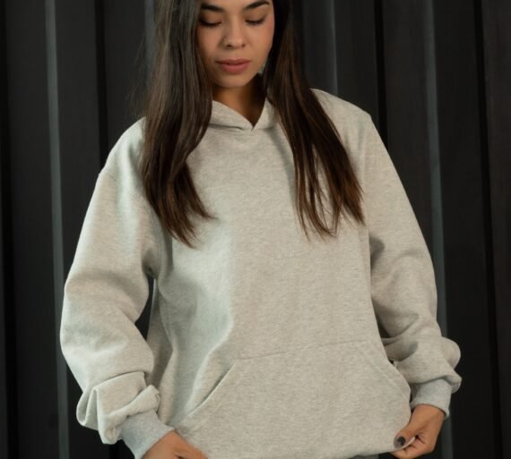 Polera melange oversize de algodon con capucha