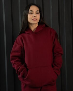 Polera vino oversize de algodon con capucha