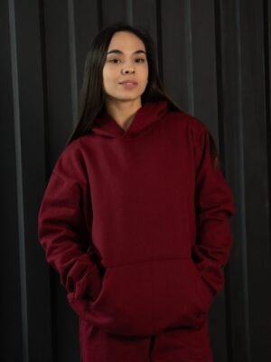 Polera vino oversize de algodon con capucha