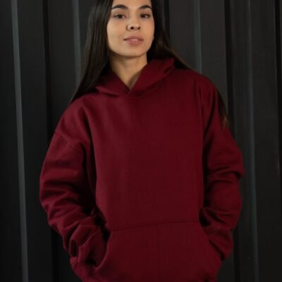 Polera vino oversize de algodon con capucha