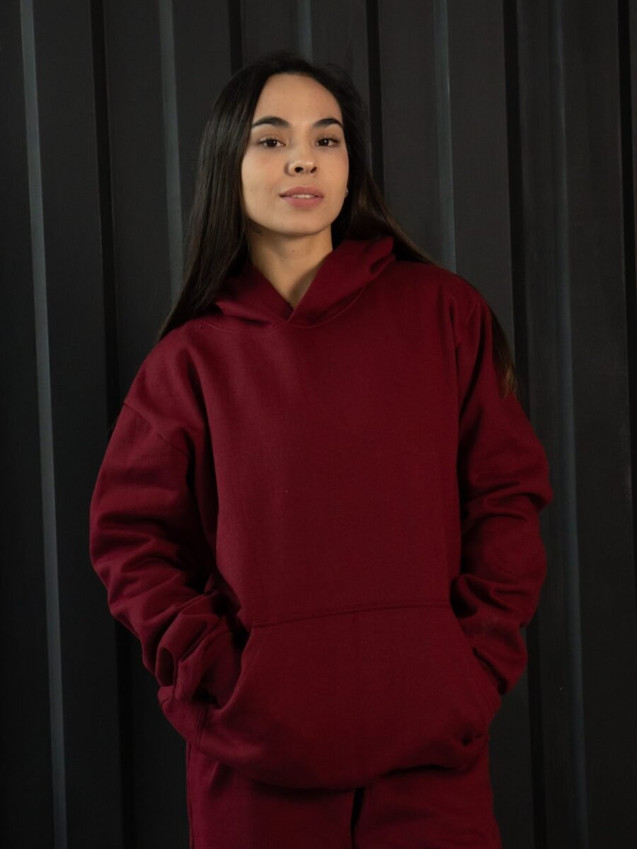 Polera vino oversize de algodon con capucha