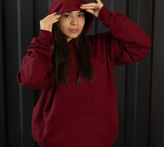 Polera vino oversize de algodon con capucha