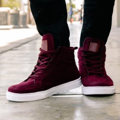 Zapatilla Botines Vino Gamuza para Hombre