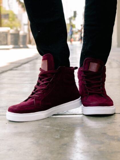 Zapatilla Botines Vino Gamuza para Hombre