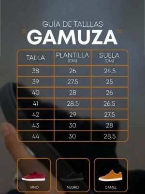Guia de tallas gamuza para hombre