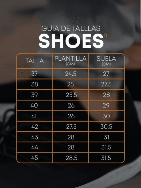 Guia de tallas - zapatillas shoes
