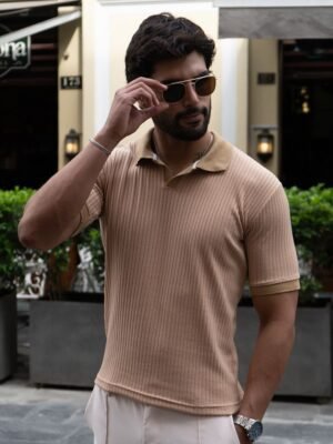 Polo Beige Camisero Custom para Hombre