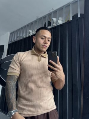 Polo Beige Camisero Custom para Hombre