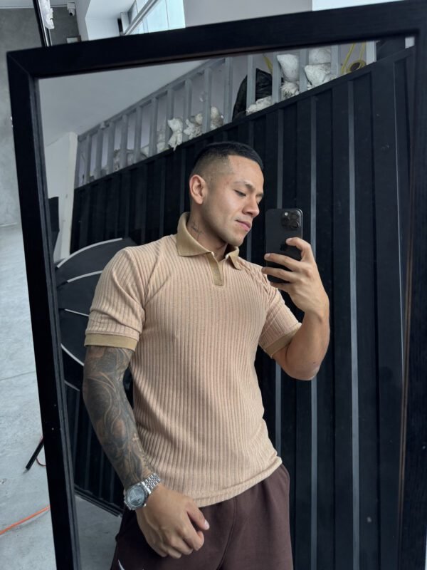 Polo Beige Camisero Custom para Hombre