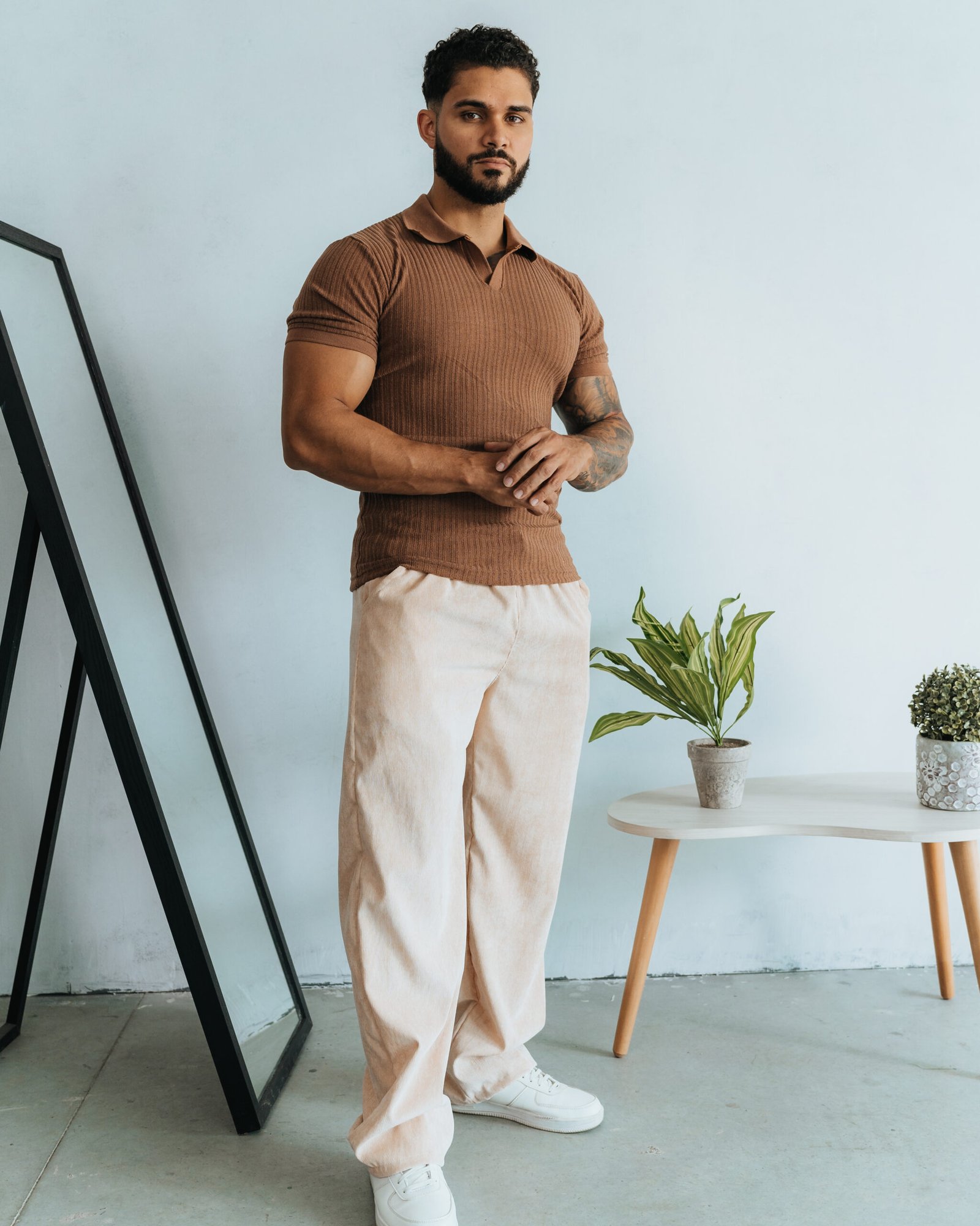 Polo Canela Camisero Custom para Hombre