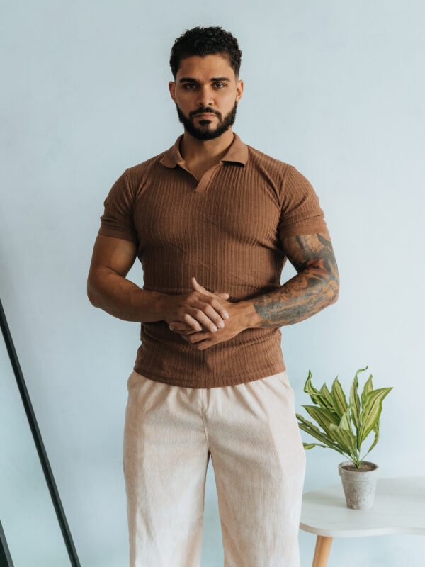 Polo Canela Camisero Custom para Hombre
