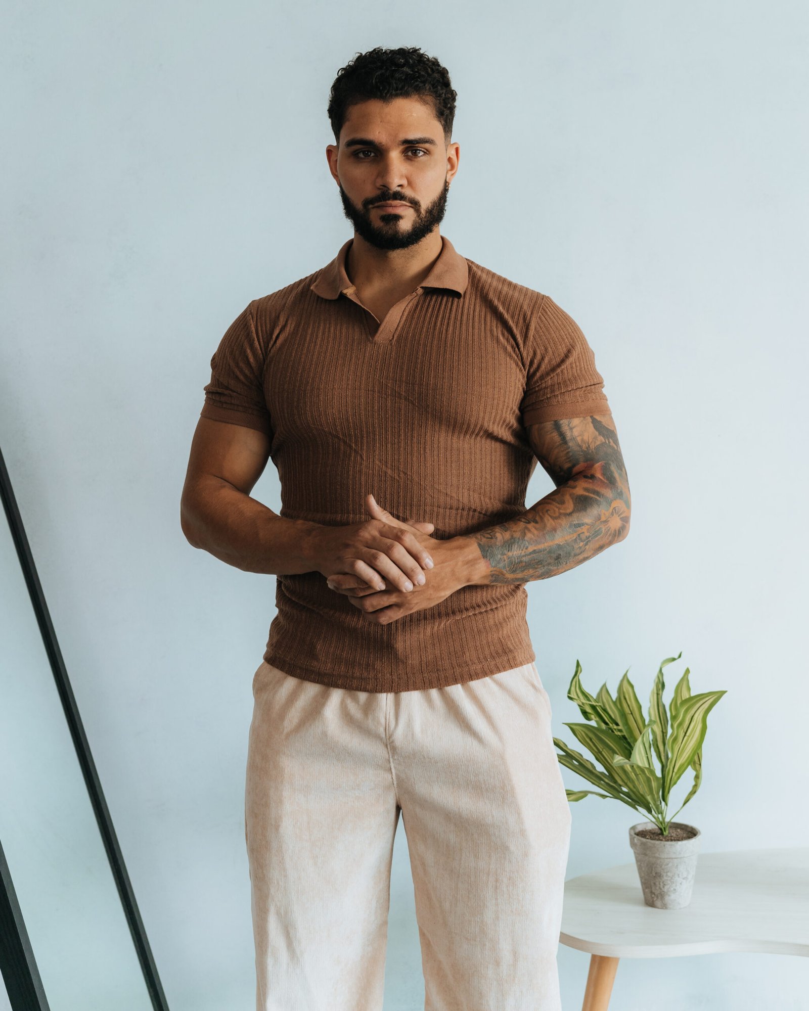 Polo Canela Camisero Custom para Hombre