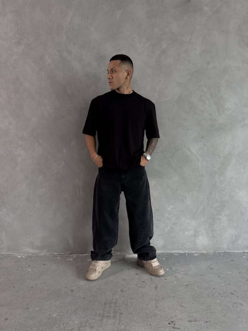 Jean Negro Baggy para Hombre