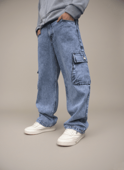 Jean Baggy Celeste Oxido Cargo | Hombre