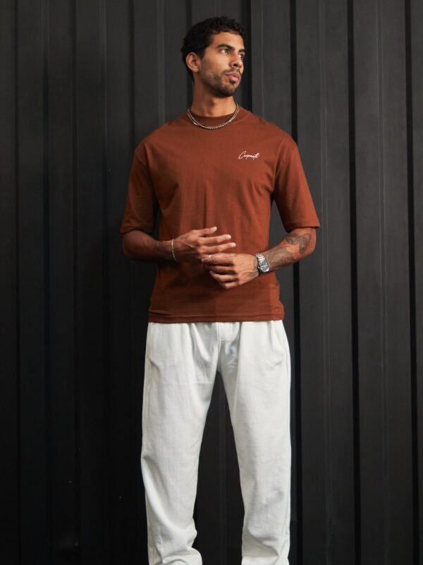 Polo Marron Basic Crepante para Hombre