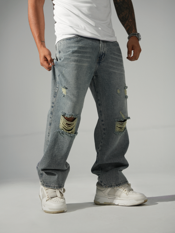 Jean Azul Baggy Rasgado para Hombre 