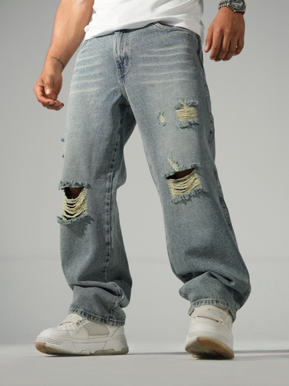 Jean Azul Baggy Rasgado | Hombre