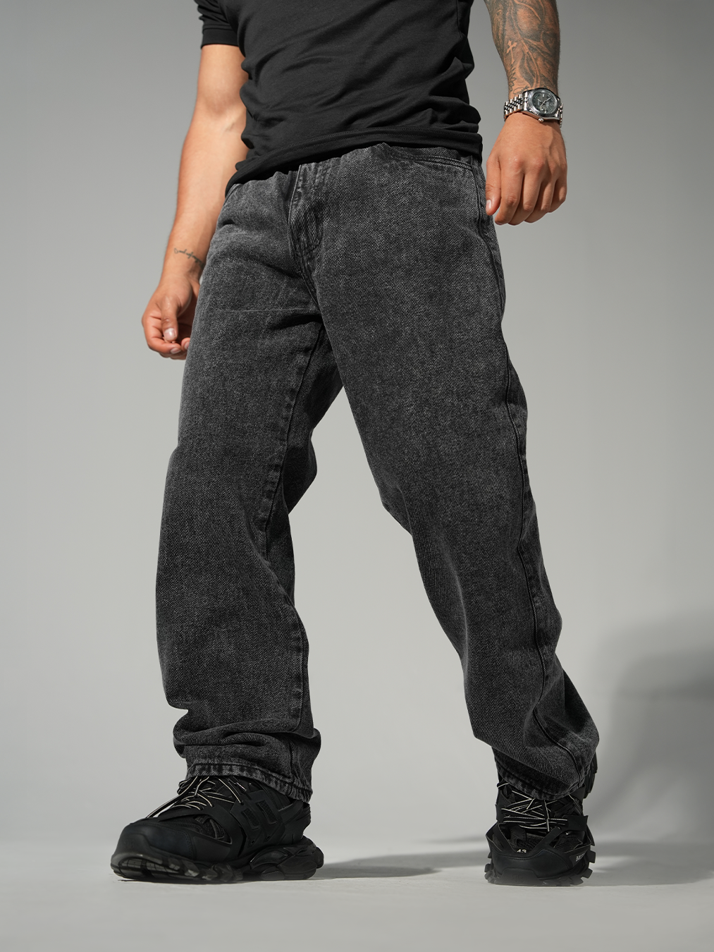 Jean Negro Baggy para Hombre