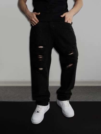 Mom Jean Crystal black para Hombre