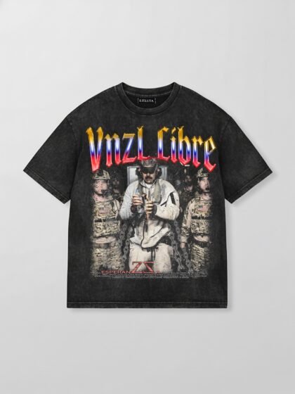 Polo para hombre marca Ezzeta modelo Venezuela Libre en color gris acid wash