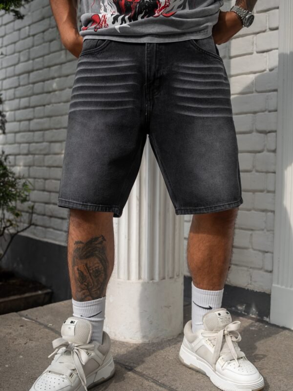 Short jean negro para hombre estilo vintage