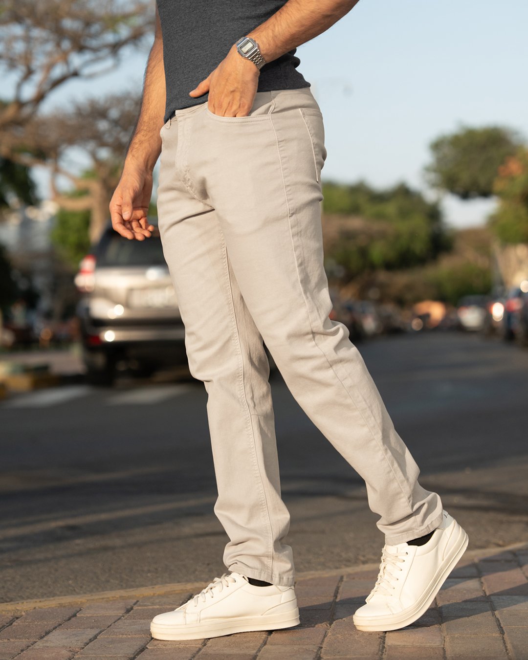PANTALON WORKED BEIGE EZZETA - Imagen 3
